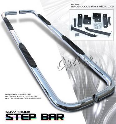 OptionRacing - Dodge Ram Option Racing Side Step Bar - Stainless - 30-17122
