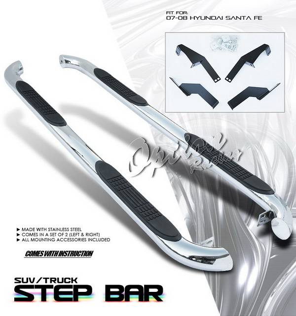 OptionRacing - Hyundai Santa Fe Option Racing Side Step Bar - Stainless - 30-22164