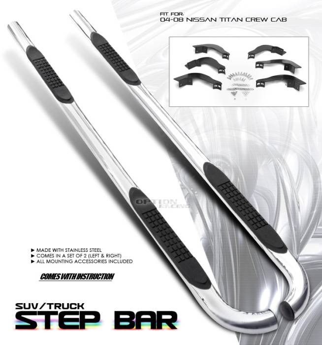 OptionRacing - Nissan Titan Option Racing Side Step Bar - 30-36176