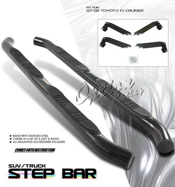 OptionRacing - Toyota FJ Cruiser Option Racing Side Step Bar - Black - 30-44178