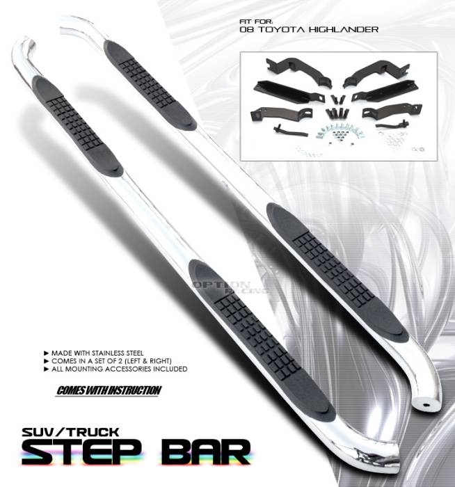 OptionRacing - Toyota Highlander Option Racing Side Step Bar - 30-44183