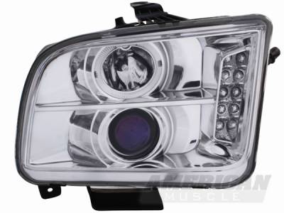 AM Custom - Ford Mustang Chrome Halo Projector Headlights - LED - 49006