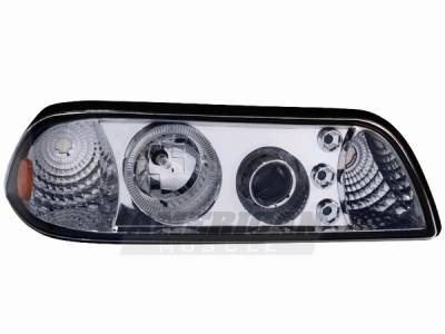 AM Custom - Ford Mustang Chrome One Piece LED Projector Headlights - 49038