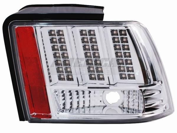 AM Custom - Ford Mustang Chrome 3-Light LED Taillights - 49044