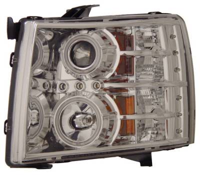 Anzo - Chevrolet Silverado Anzo Projector Headlights - with Halo - Chrome & Clear with Amber Reflectors - 111086
