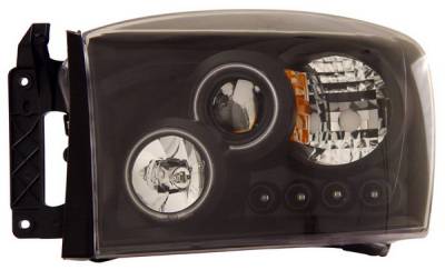 Anzo - Dodge Ram Anzo Projector Headlights - Halo Black & Clear & Amber- CCFL - 111104