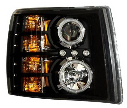 Duraflex - Chevrolet Silverado Anzo Projector Headlights - Black & Clear with Halos - 111107