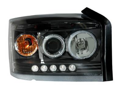 Anzo - Dodge Dakota Anzo Projector Headlights - Black & Clear with Halos - 111124