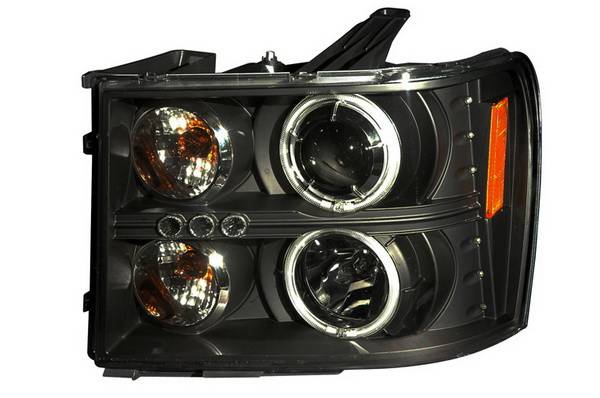 Anzo - GMC Sierra Anzo Projector Headlights - Black & Clear with Halos - 111125