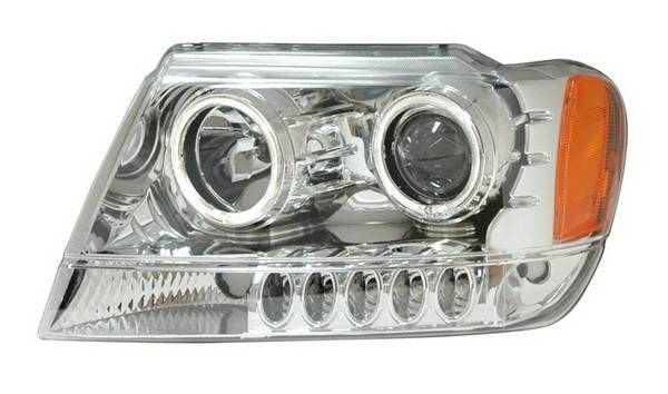 Anzo - Jeep Grand Cherokee Anzo Projector Headlights - Halo Chrome & Clear Amber - CCFL - 111157