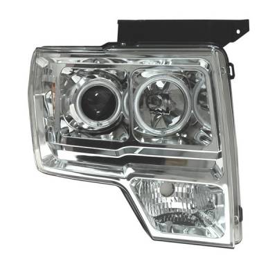 Anzo - Ford F150 Anzo Projector Headlights - Halo Chrome & Clear Amber - CCFL - 111162