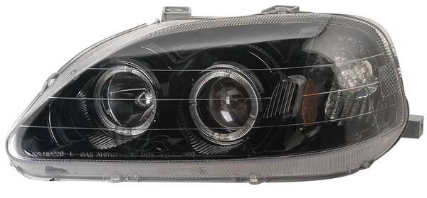 Anzo - Honda Civic Anzo Projector Headlights - with Halo Black - 121071