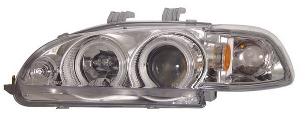Anzo - Honda Civic HB Anzo Projector Headlights - Chrome Clear with Halo - CCFL - 1PC - 121150