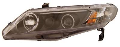 Anzo - Honda Civic 4DR Anzo Projector Headlights - with Halo - Black & Clear with Amber Reflectors - CCFL - 121176