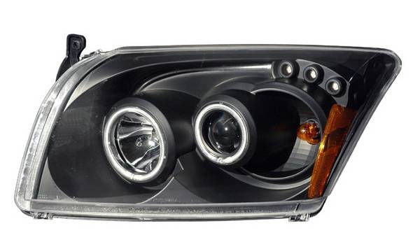 Anzo - Dodge Caliber Anzo Projector Headlights - Black & Clear Halos- CCFL - 121214