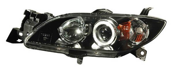 Anzo - Mazda 3 4DR Anzo Projector Headlights - Halo Black & Clear & Amber- CCFL - 121228