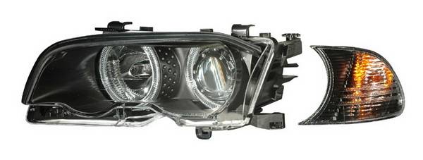 Anzo - BMW 3 Series 2DR Anzo Projector Headlights - with Halo Black & Clear with Amber - 121269