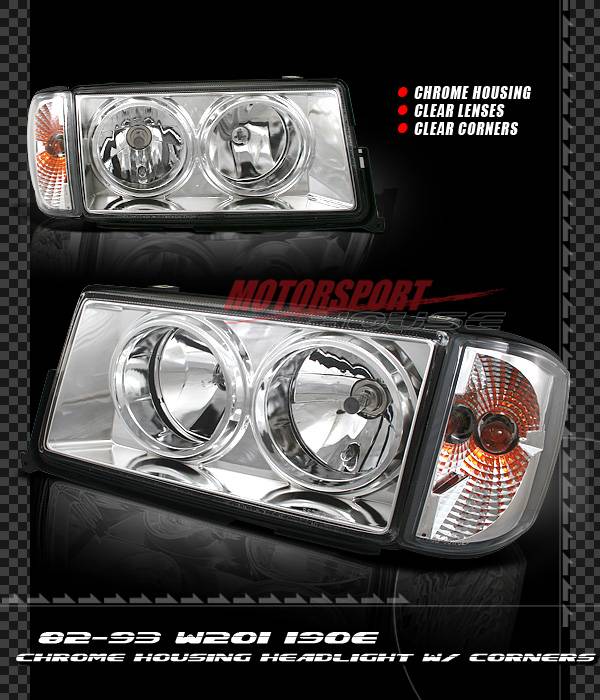 Custom - Euro Chrome Headlights With Corner Lights - 190E