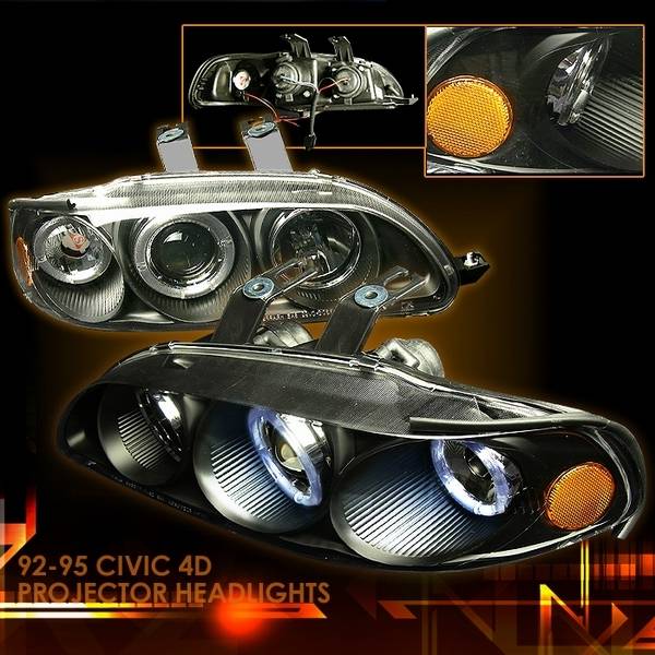 Custom Disco - Honda Civic 4DR Custom Disco Black Projector Headlights - 2LHP-CV92JM-YD