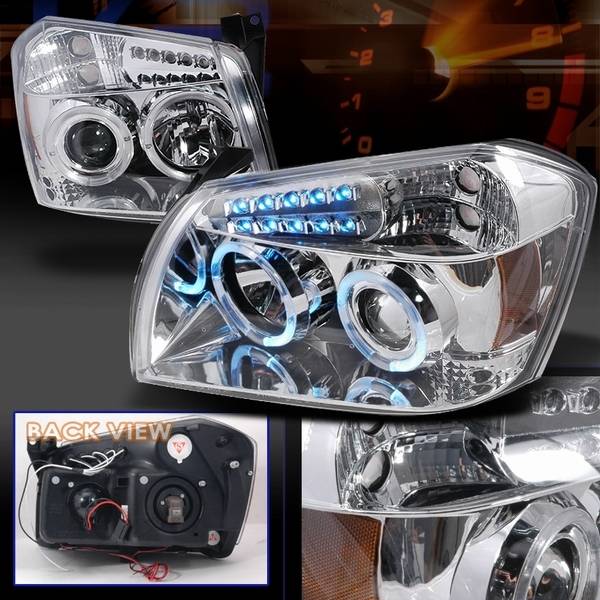 Custom Disco - Dodge Magnum Custom Disco Chrome Halo LED Projector Headlights with Amber Reflector - 2LHP-MAG05-YD