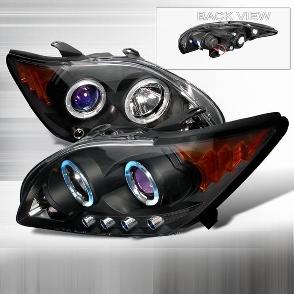 Custom Disco - Scion tC Custom Disco Black & Blue Dual Halo LED Projector Headlights with Amber Reflector - 2LHP-TC05JMB-YD