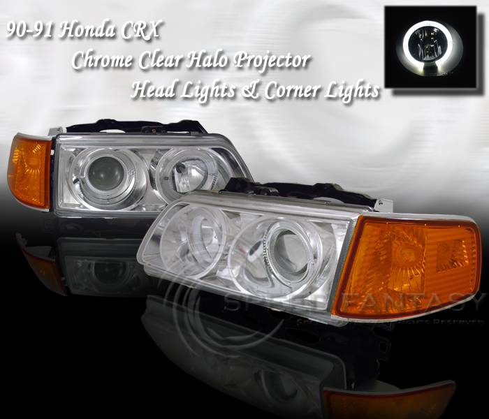 Custom - Chrome Clear Halo Headlights Amber