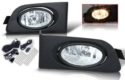 WinJet - Honda Civic 2DR & 4DR WinJet OEM Fog Light - Clear - Wiring Kit Included - WJ30-0036-09