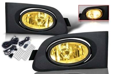 WinJet - Honda Civic 2DR & 4DR WinJet OEM Fog Light - Yellow - Wiring Kit Included - WJ30-0036-12