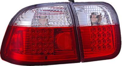 APC - Honda Civic 4DR APC LED Taillights with Red & Clear Lens - 406271TLR