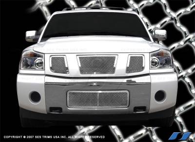SES Trim - Nissan Titan SES Trim Chrome Plated Stainless Steel Mesh Grille - MG106