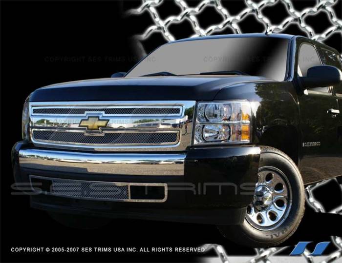 SES Trim - Chevrolet Silverado SES Trim Chrome Plated Stainless Steel Mesh Grille - MG153