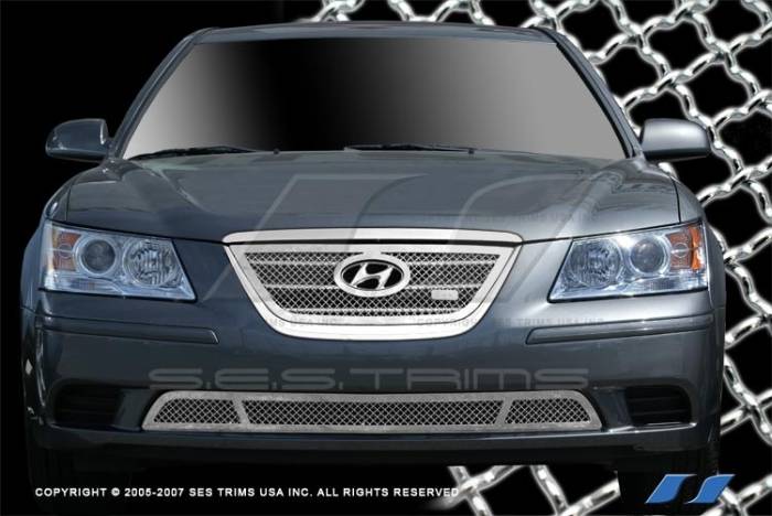SES Trim - Hyundai Sonata SES Trim Chrome Plated Stainless Steel Mesh Grille - Bottom - MG197