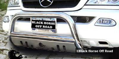 Black Horse - Mercedes-Benz ML Black Horse Bull Bar Guard with Skid Plate - Without Fog Light Brackets