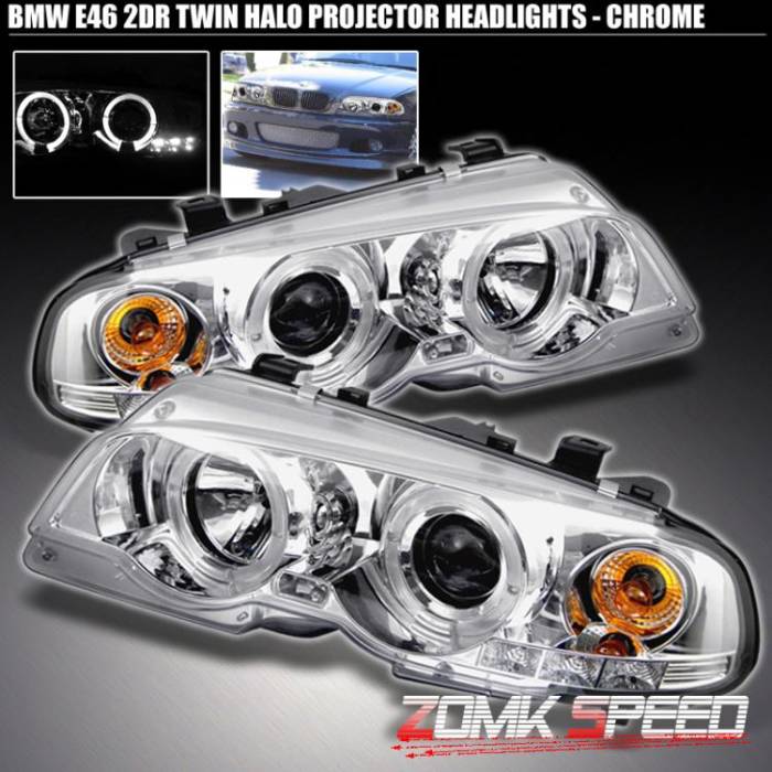 Custom - Twin Halo Projector Headlights - Chrome