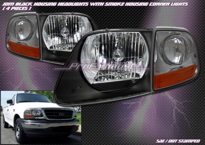 Custom - Black Crystal Headlights with Corners