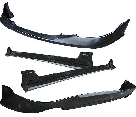 4 Car Option - Mazda 3 4 Car Option Polyurethane Type-K Style Full Body Lip Kit - 4PC - BLK-MAZ3K-PU