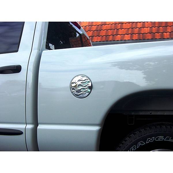 V-Tech - Dodge Ram V-Tech Fuel Door Cover - Flame Style - Chrome - 1377988