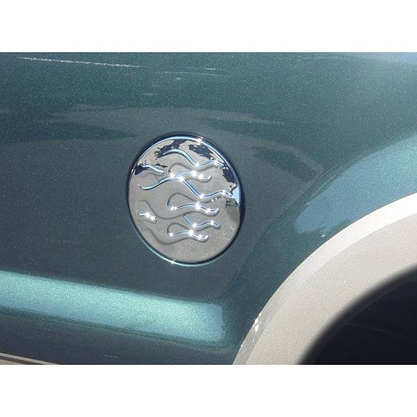 V-Tech - Ford F150 V-Tech Fuel Door Cover - Flame Style - Chrome - 1377989