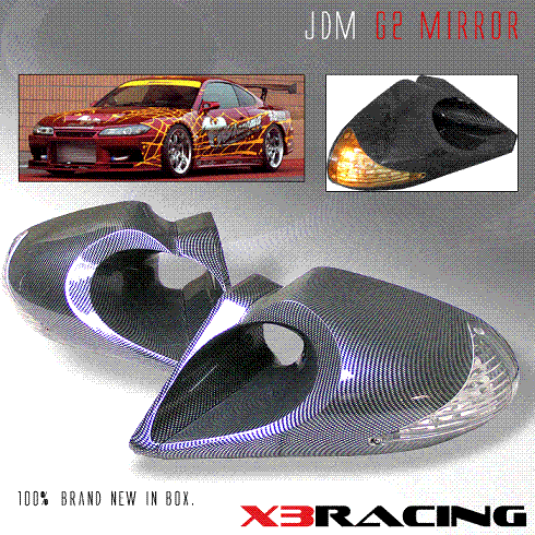 Custom - E34 M3 MIRROR W BLUE & AMBER LED CARBON FIBER