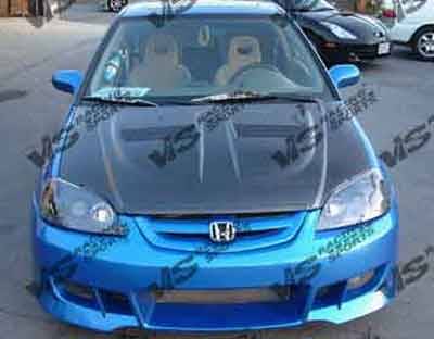 VIS Racing - Honda Civic 2DR & 4DR VIS Racing Xtreme GT Black Carbon Fiber Hood - 01HDCVC2DGT-010C