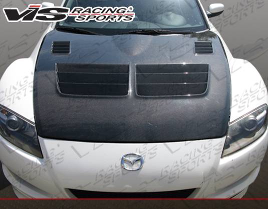 HIRAMEsan Mazda RX-8 VIS Racing Razor Carbon Fiber Hood - 04MZRX82DRAZ-010C