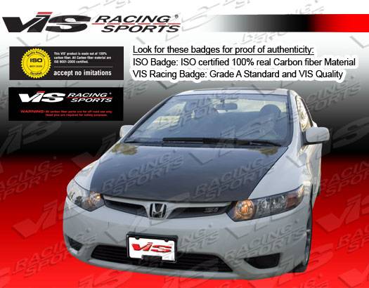 VIS Racing - Honda Civic 2DR VIS Racing OEM Black Carbon Fiber Hood - 06HDCVC2DOE-010C