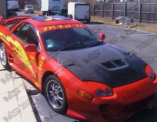 VIS Racing - Mitsubishi 3000GT VIS Racing EVO II Black Carbon Fiber Hood - 91MT3K2DEV2-010C