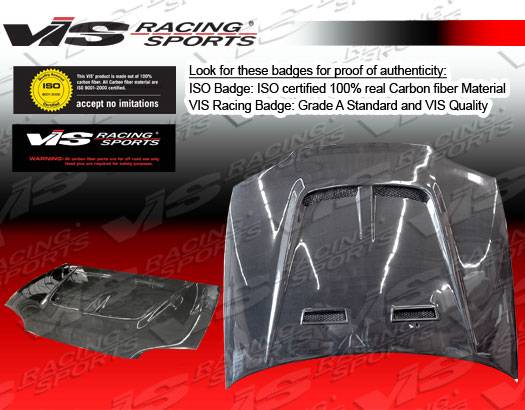 VIS Racing - Honda Civic 2DR VIS Racing Monster-2 Black Carbon Fiber Hood - 92HDCVC2DMON2-010C