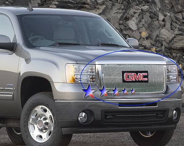 APS - GMC Sierra APS Billet Grille - with Logo Opening - Upper - Aluminum - G66516V
