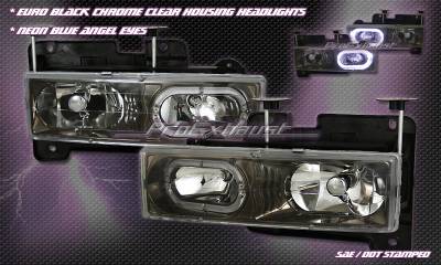 Custom - Euro Black Chrome Clear Headlights