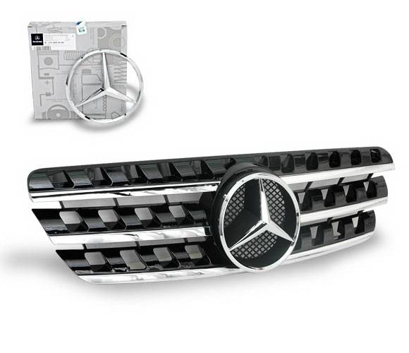 4CarOption - Mercedes ML 4CarOption Front Hood Grille - GRA-W1639805W164-BK
