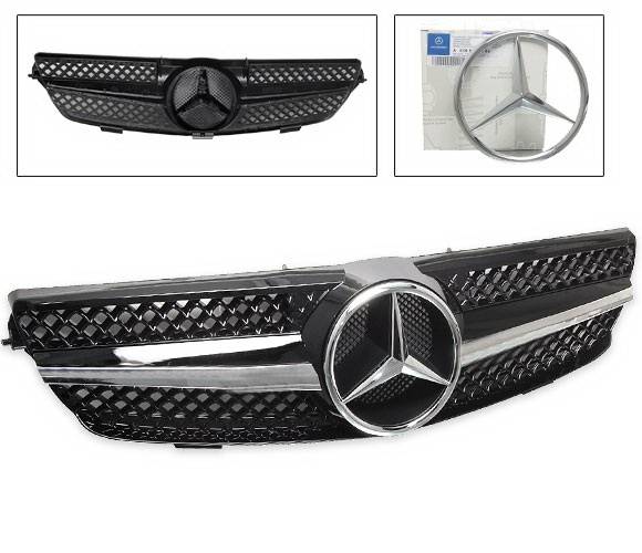 4CarOption - Mercedes CLK 4CarOption Front Hood Grille - GRA-W2090308WSLN-BK