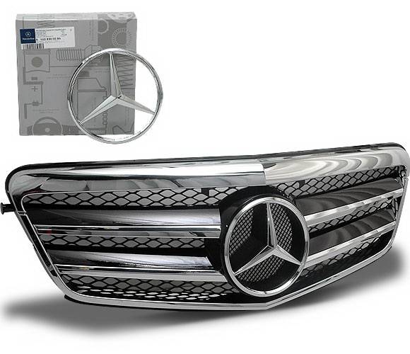4CarOption - Mercedes E Class 4CarOption Front Hood Grille - GRA-W2120910WFCL-BK