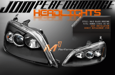 Custom - Rim Black-Clear Halo Pro Headlights